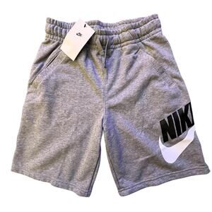 Nike Shorts Boys Large Gray Sweat Gym Swoosh Logo French Terry CK0509-091